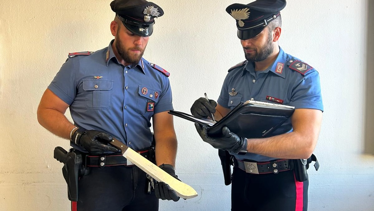 Il machete sequestrato dai carabinieri