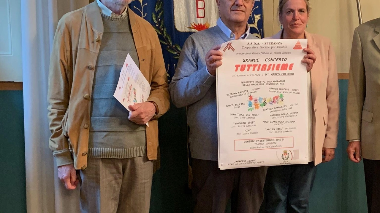 La Cooperativa Sociale per Disabili Asda-Speranza di Busto Arsizio organizza la serata musicale "Tuttinsieme" al Teatro Manzoni. Artisti si esibiscono per sostenere l'autonomia dei ragazzi disabili. La cittadinanza è invitata a partecipare e sostenere l'iniziativa.