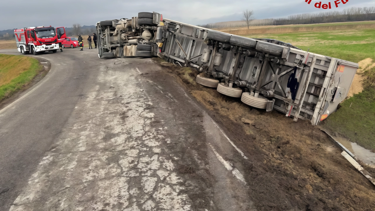 Era carico di riso l’autoarticolato che si è ribaltato, ieri a Chignolo Po. L’incidente è successo sulla Sp204 che collega...