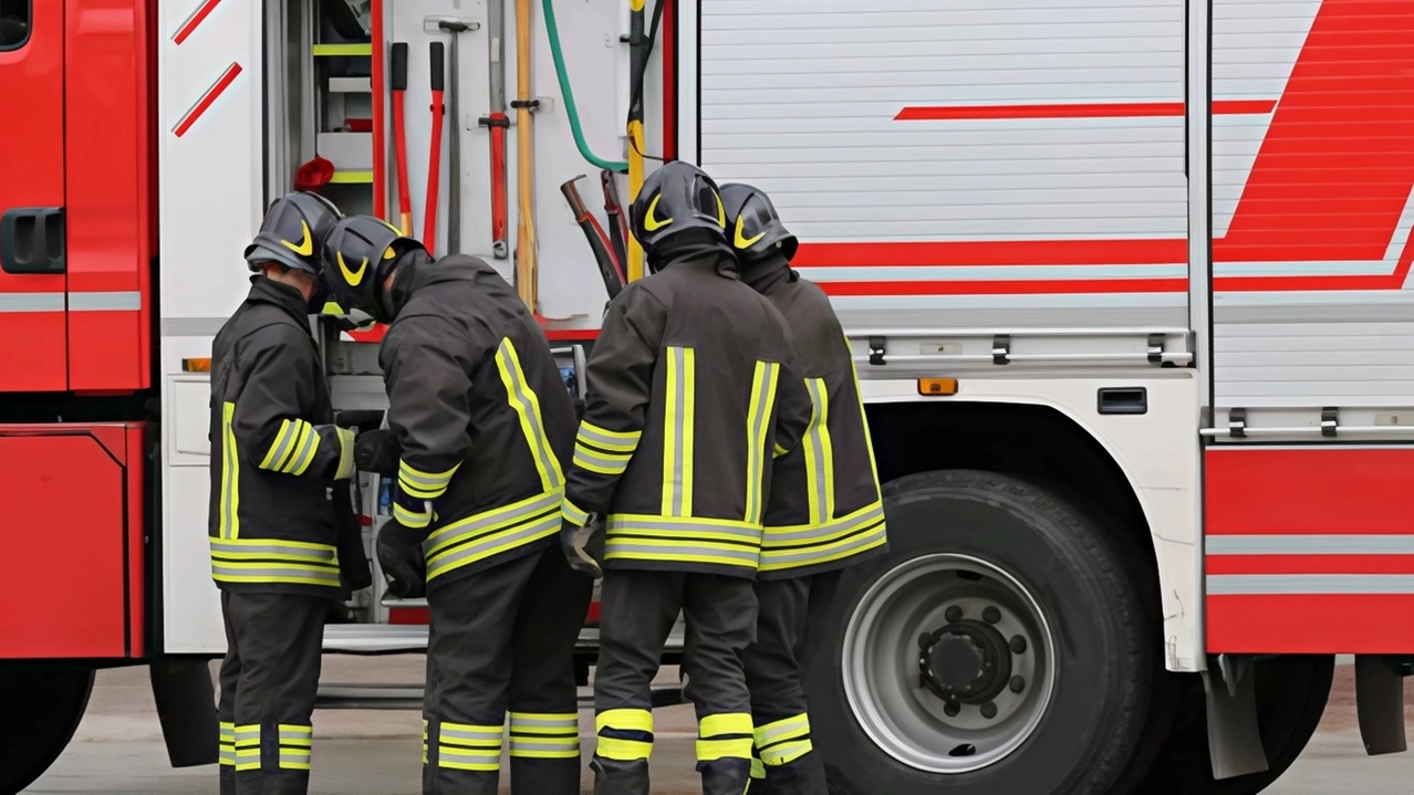 I vigili del fuoco e i tecnici del sito dipartimento di Cremona e Mantova di Arpa Lombardia