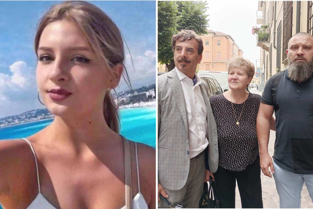 A sinistra, Yana Malaiko, a destra l'avvocato Angelo Lino Murtas (parte civile), Larysa Bodnari, nonna paterna di Yana, Olekasndr Malaiko, figlio di Larysa e padre di Yana