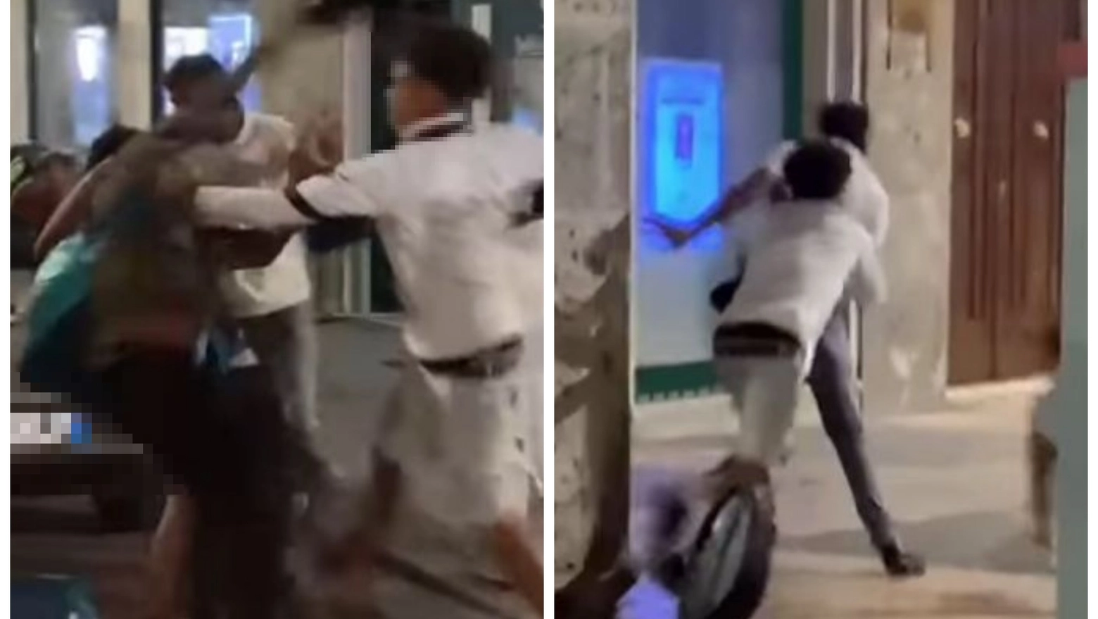 Rider picchiato da una baby gang in piazza Vittoria a Brescia (Frame video Instagram Fabio Rolfi)