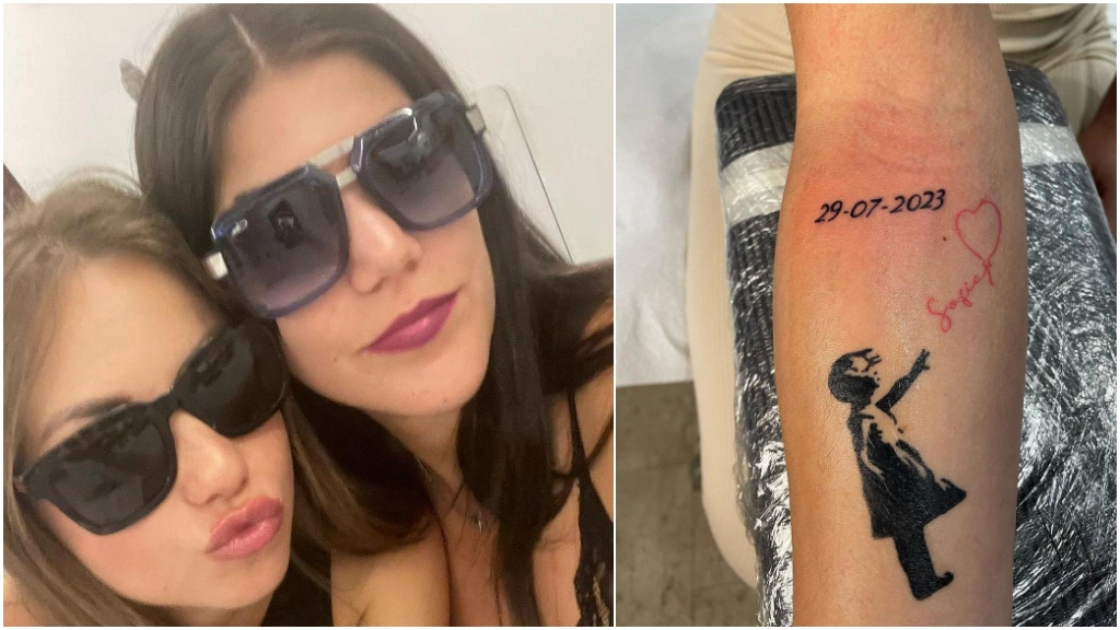 Le immagini pubblicate da Aurora Fiameni su Instagram: a sinistra, un selfie con l'amica Sofia Catselli. A destra, il tatuaggio fatto per ricordare la morte della ragazza