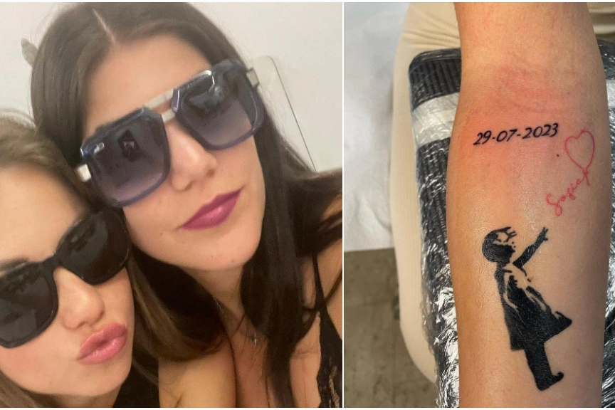 Le immagini pubblicate da Aurora Fiameni su Instagram: a sinistra, un selfie con l'amica Sofia Catselli. A destra, il tatuaggio fatto per ricordare la morte della ragazza