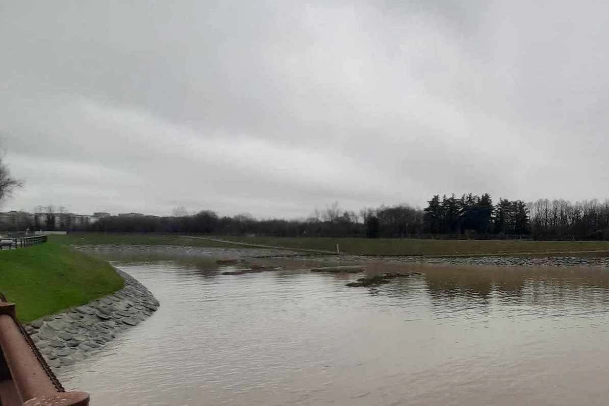 L'invaso del Seveso colmo d'acqua