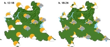 Previsioni meteo per la Lombardia di domenica 25 agosto (Arpa Lombardia)