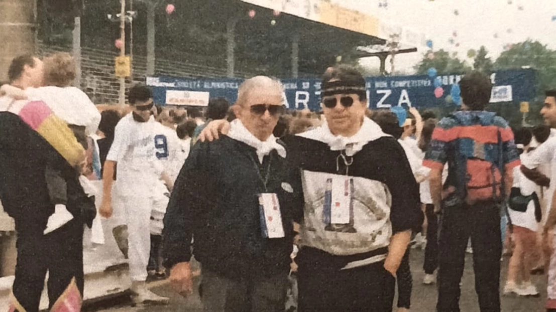 Valentino Segantin con il padre Berto alla prima edizione della Formula Uno nel 1980