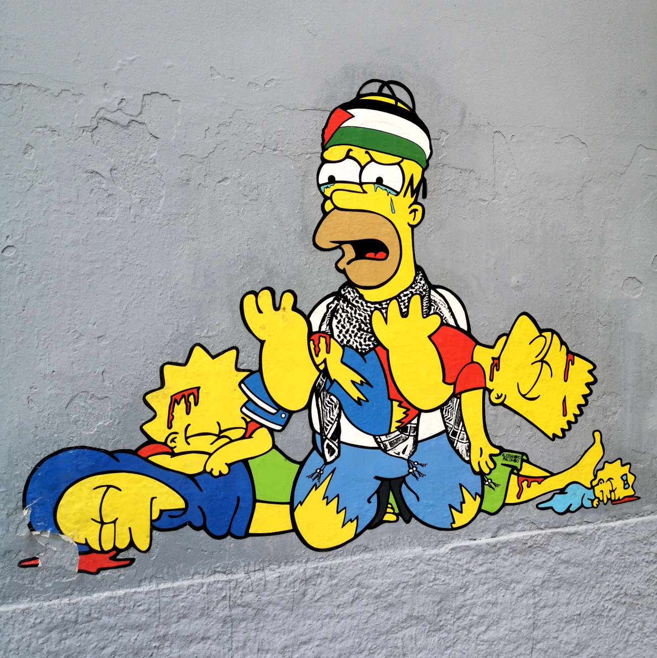Il murale dei Simpson di aleXsandro Palombo è stato vandalizzato