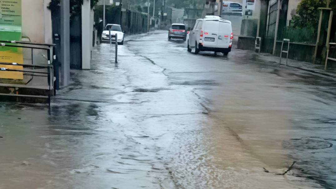 I residenti di via Bixio a Varese devono combattere contro un fiume di acqua e detriti che esce da Villa Augusta