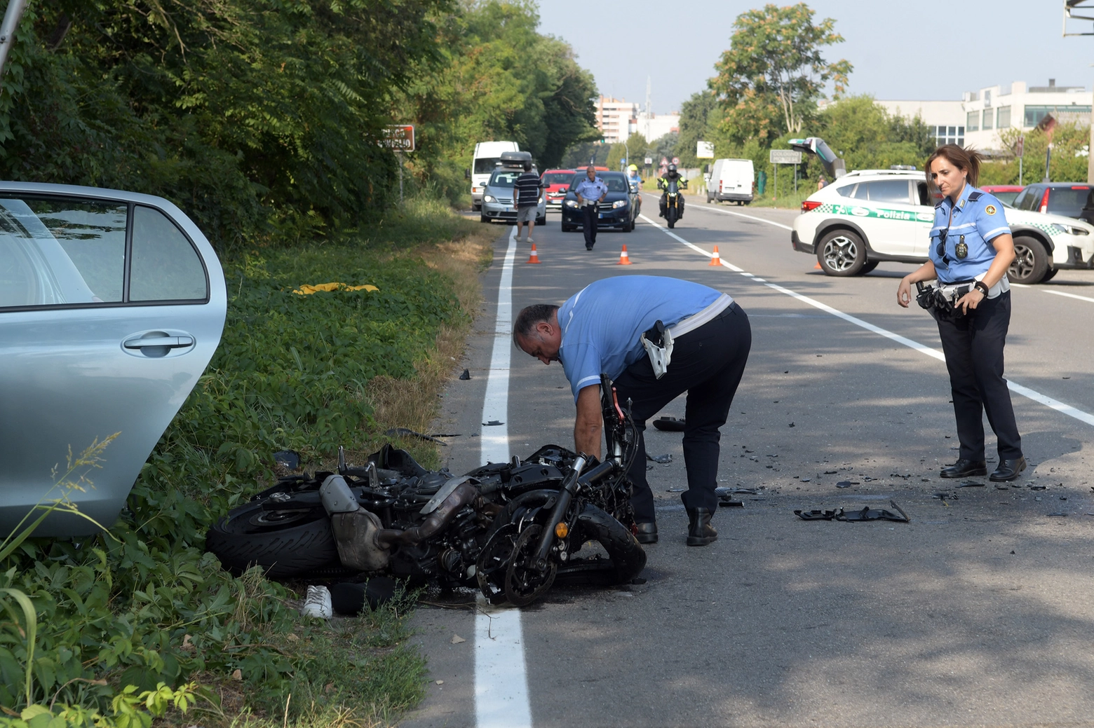 La Yamaha in sella alla quale si trovava il motociclista trentenne