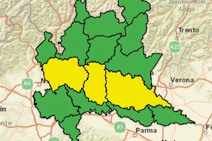 La mappa dell'allerta meteo in Lombardia