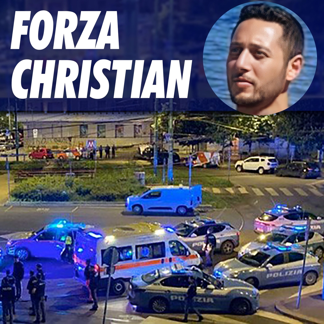 La grafica che sta girando sui social per Christian Di Martino, il poliziotto accoltellato alla stazione di Lambrate