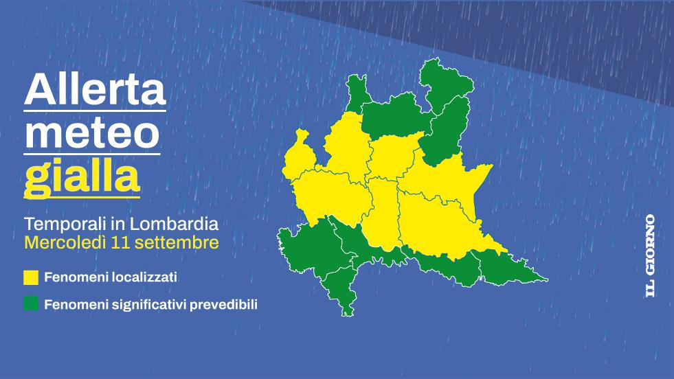 Allerta meteo gialla a Milano e in Lombardia, forti temporali domani mercoledì 11 settembre