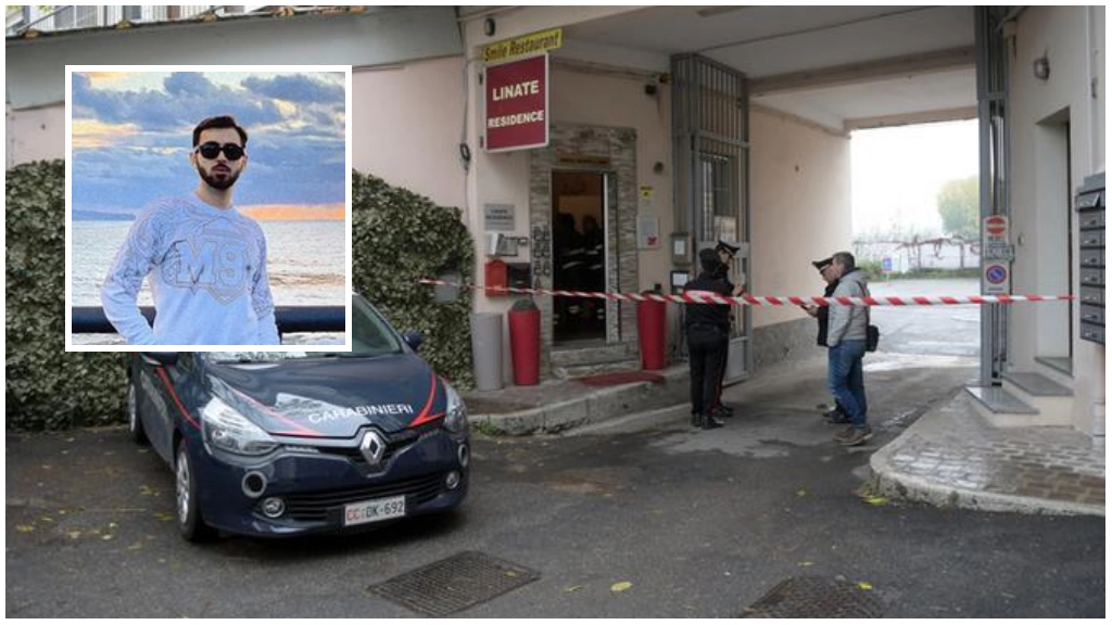 I rilievi dei carabinieri e nel riquadro la vittima, Francesco Mazzacane