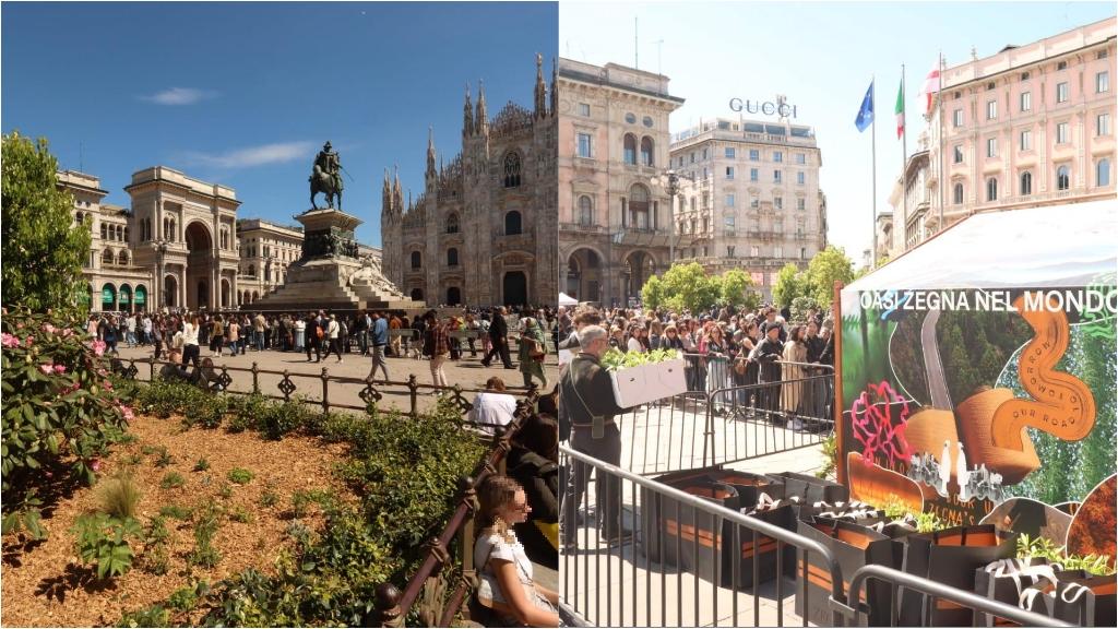 Piazza Duomo le nuove aiuole targate Zegna consegnate alla città