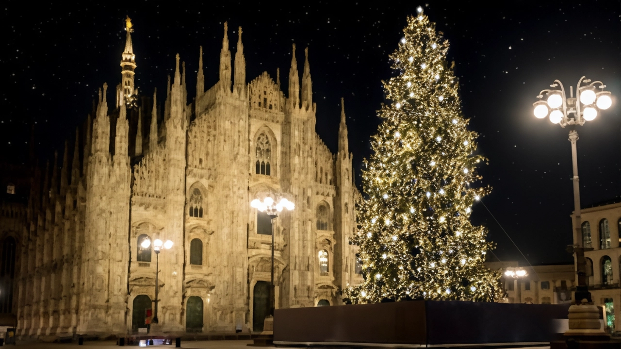 Piazza del Duomo con l’albero di Natale installato per le festività