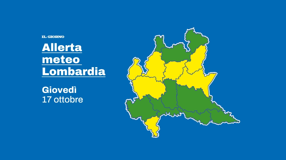 Dalle 12 di giovedì 17 ottobre scatta l’avviso di Regione Lombardia per rischio ordinario. Annullate alcune chiusure dei tratti autostradali