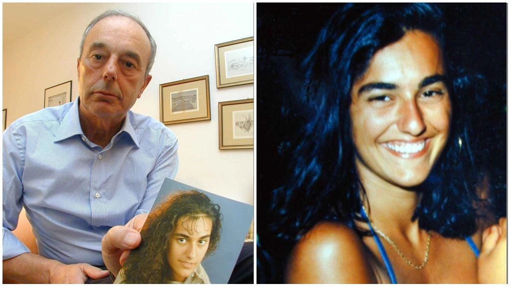 Beppino Englaro con una foto della figlia Eluana e, a destra, la giovane morta nel 2009