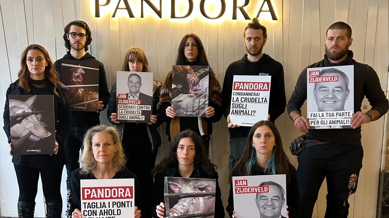 Alcuni attivisti di Animal Equality contro Jan Zijderveld, nel board di Pandora