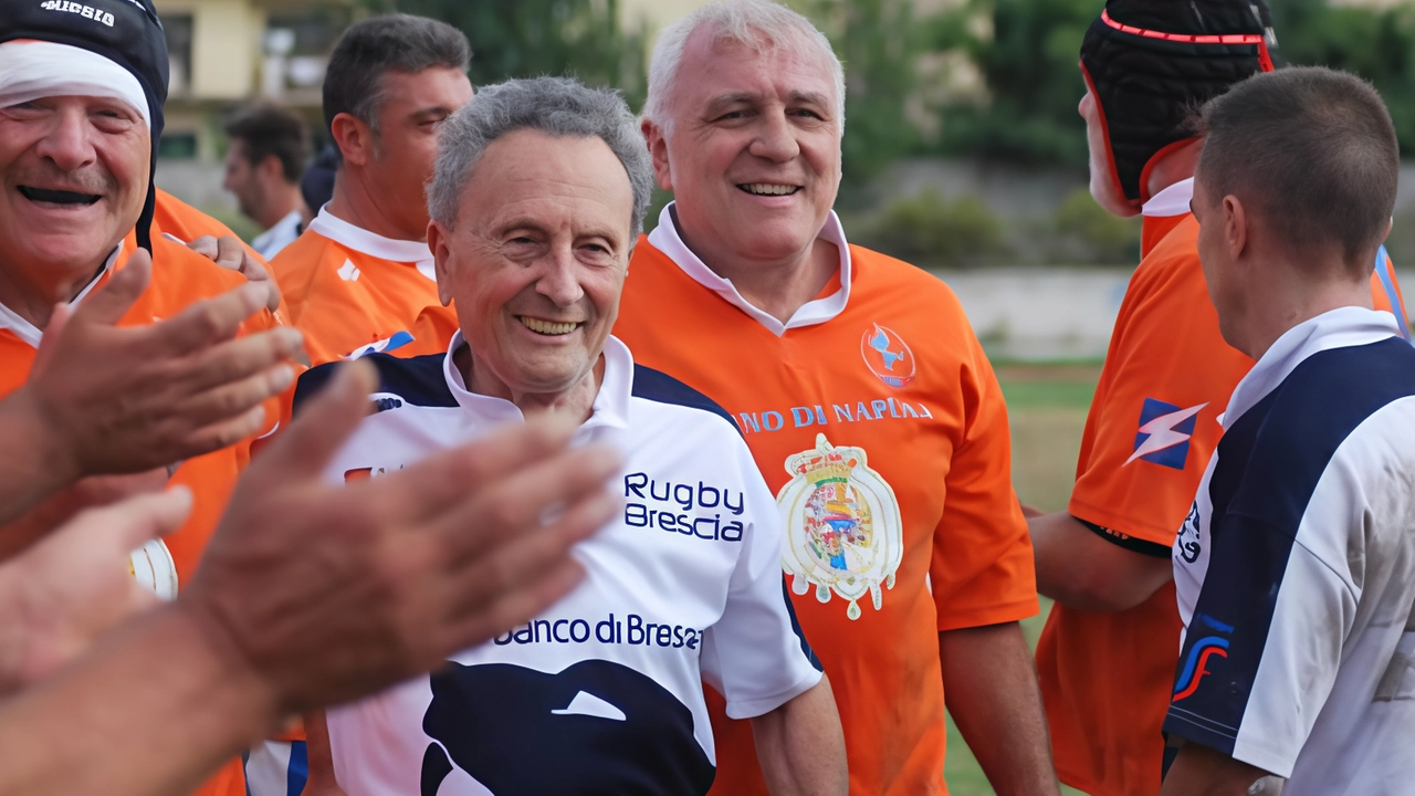 Enrico Zaglio, classe 1931, tesserato per la Poderosa Old Rugby di Brescia Qui applaudito dagli. avversari durante una sua esibizione