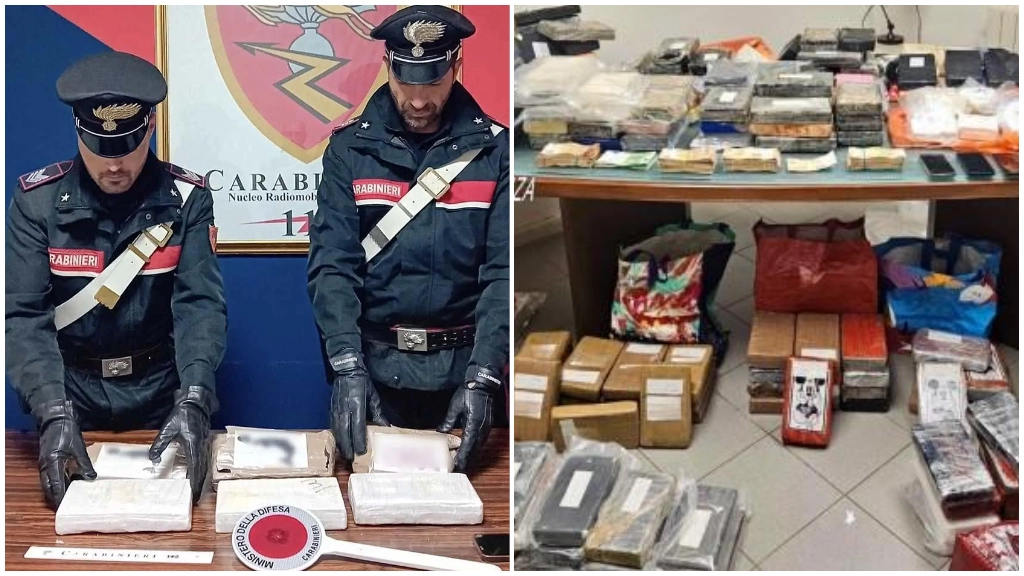 Carabinieri: a destra, parte del materiale sequestrato