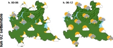 Le previsioni meteo in Lombardia pr lunedì 2 settembre