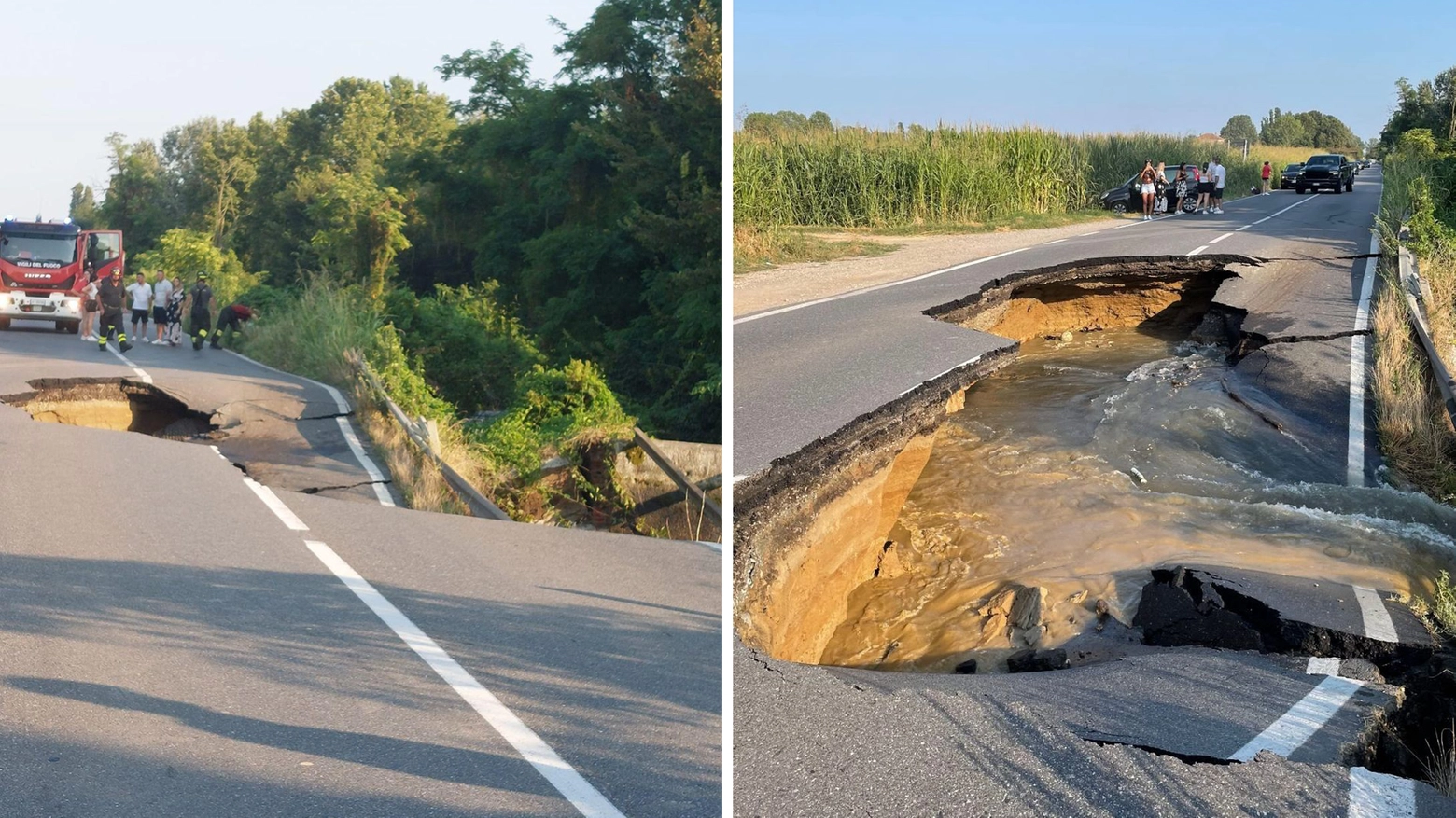 Il tratto di Provinciale 412 crollato