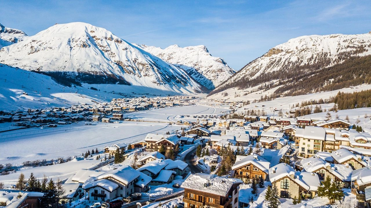 Una veduta invernale di Livigno