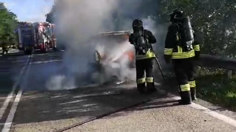 L'intervento dei vigili del fuoco a Maleo